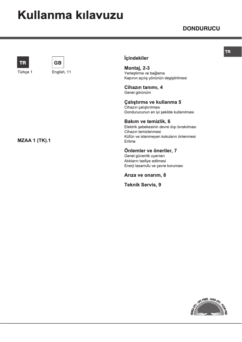 Page n°1 - Manuel utilisateur Hotpoint MZAA 1 (TK).1