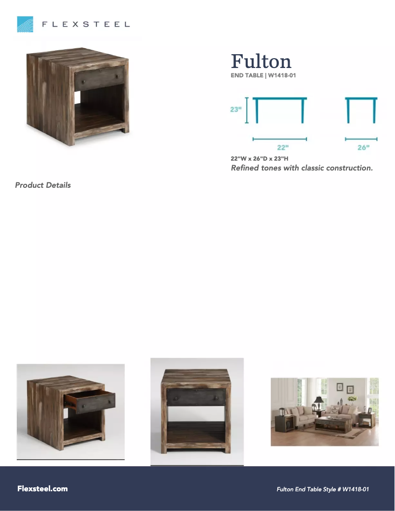 Page 1 de la notice Manuel utilisateur Flexsteel Fulton W1418-01