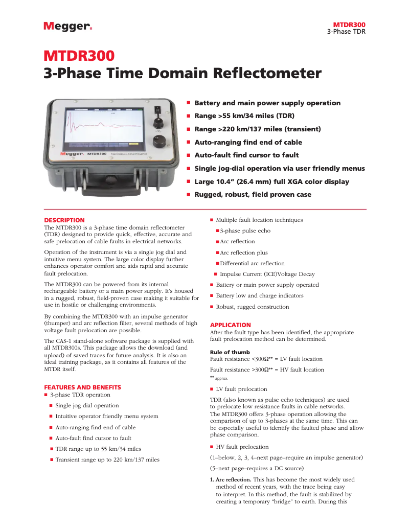 Page 1 de la notice Fiche technique Megger MTDR300