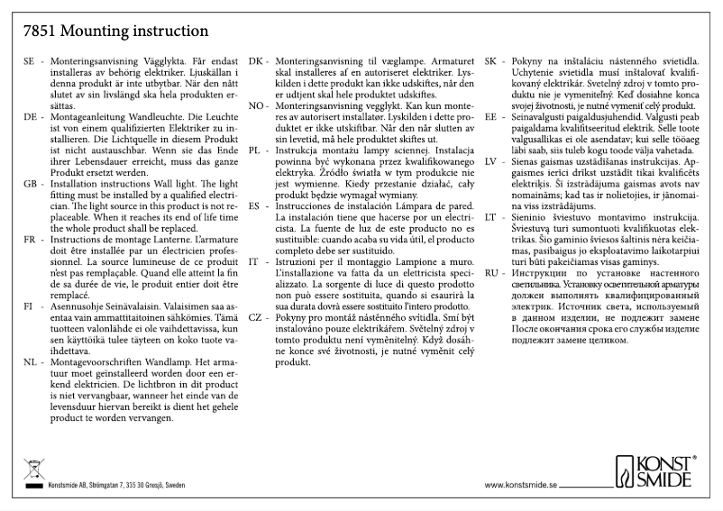 Page n°1 - Manuel utilisateur Konstsmide Matera