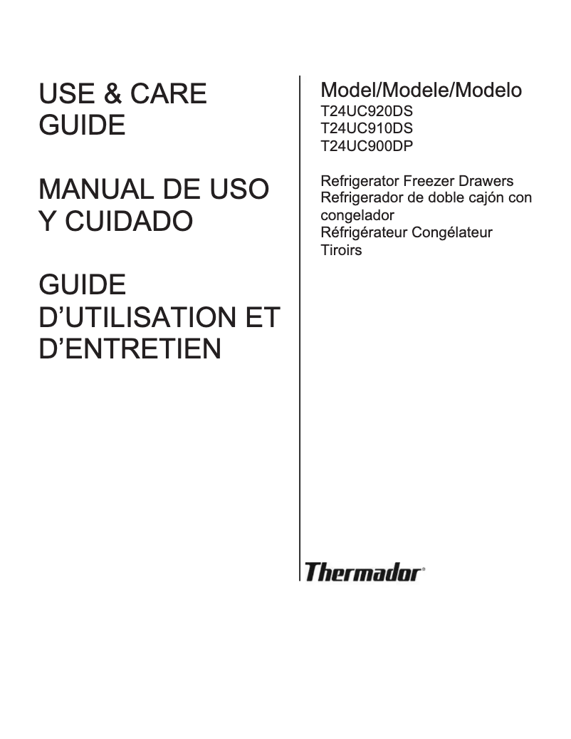 Page n°1 - Manuel utilisateur Thermador T24UC910DS