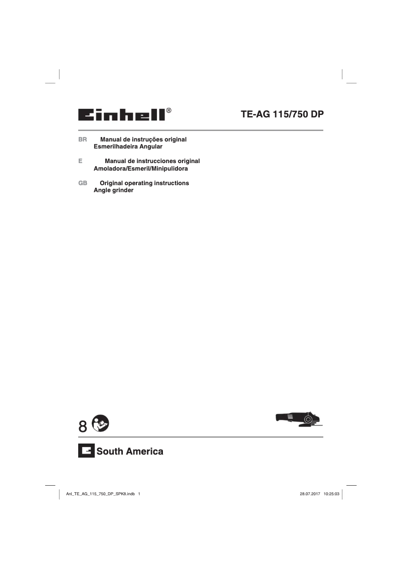 Page 1 de la notice Manuel utilisateur Einhell TE-AG 115/750 DP
