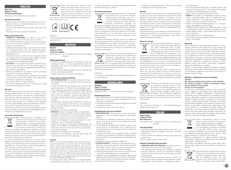 Page 1 de la notice Manuel utilisateur Hendi 271322