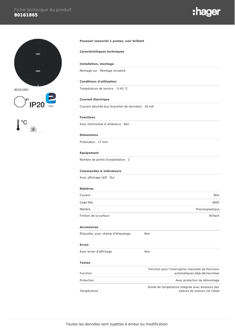 Image de la première page du manuel de l'appareil 80161865