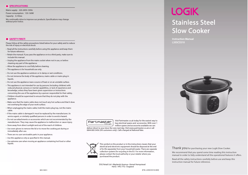 Imagen de la primera página del manual del dispositivo L33SCSS10