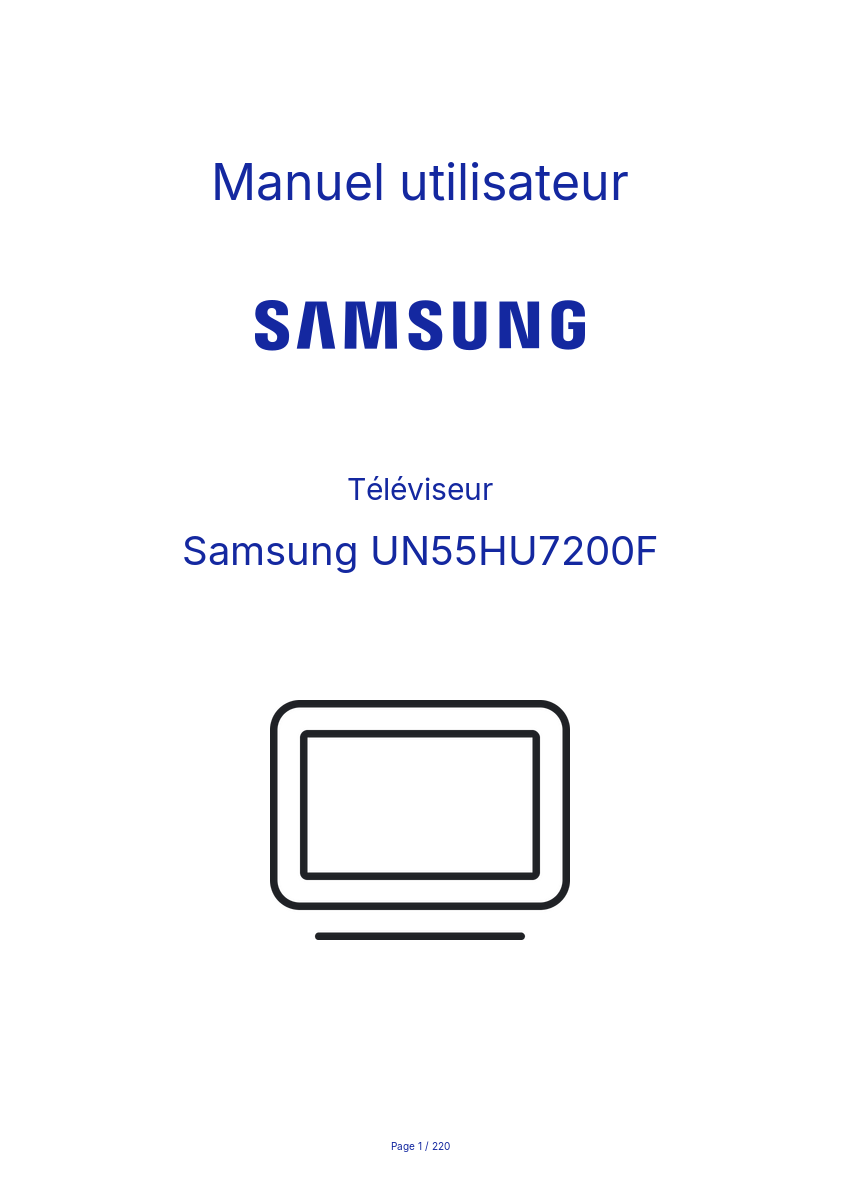 Page 1 de la notice Manuel utilisateur Samsung UN55HU7200F