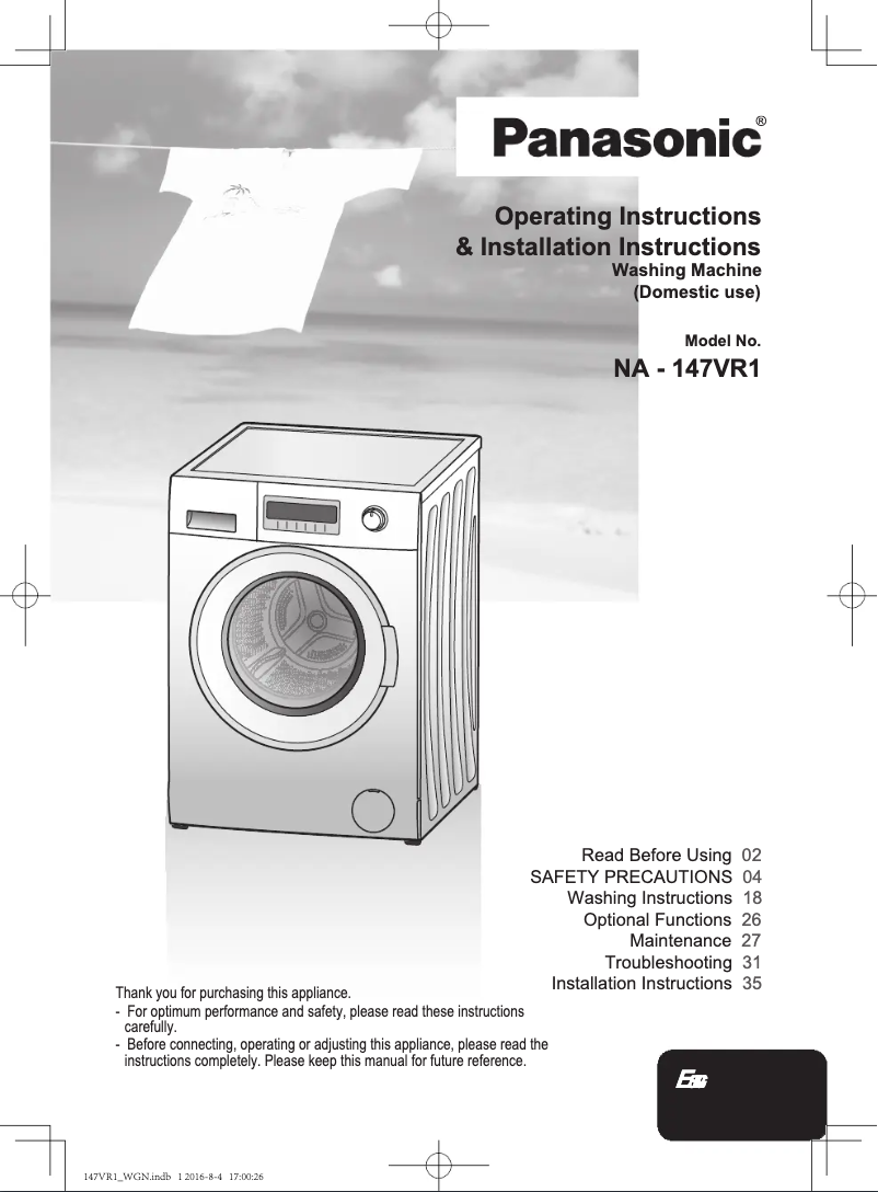 Page n°1 - Manuel utilisateur Panasonic NA-147VR1