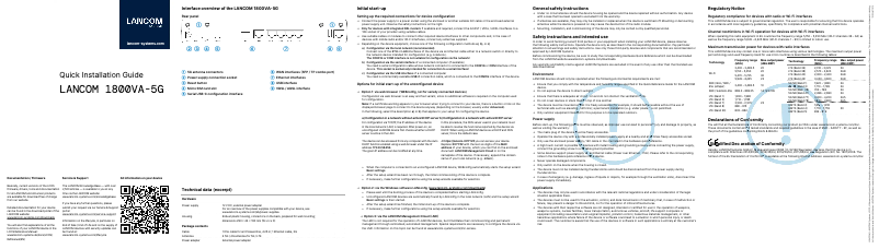 Page 1 de la notice Guide d'installation Lancom 1800VA-5G