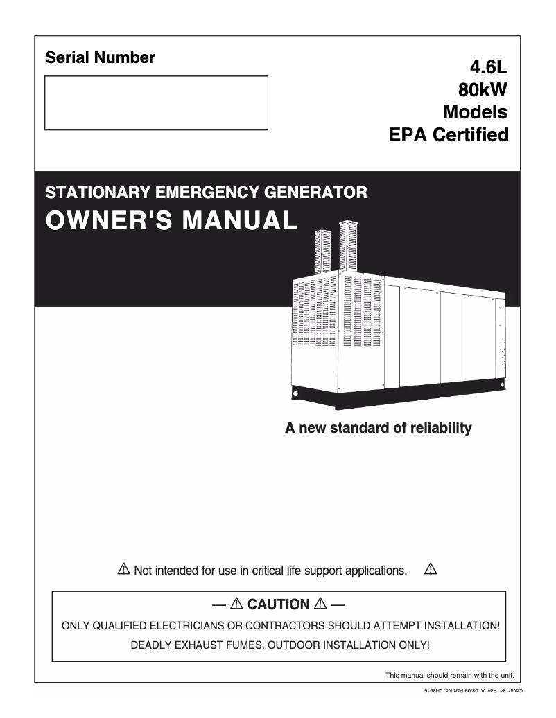 Page n°1 - Manuel utilisateur Generac QT08046JVAN