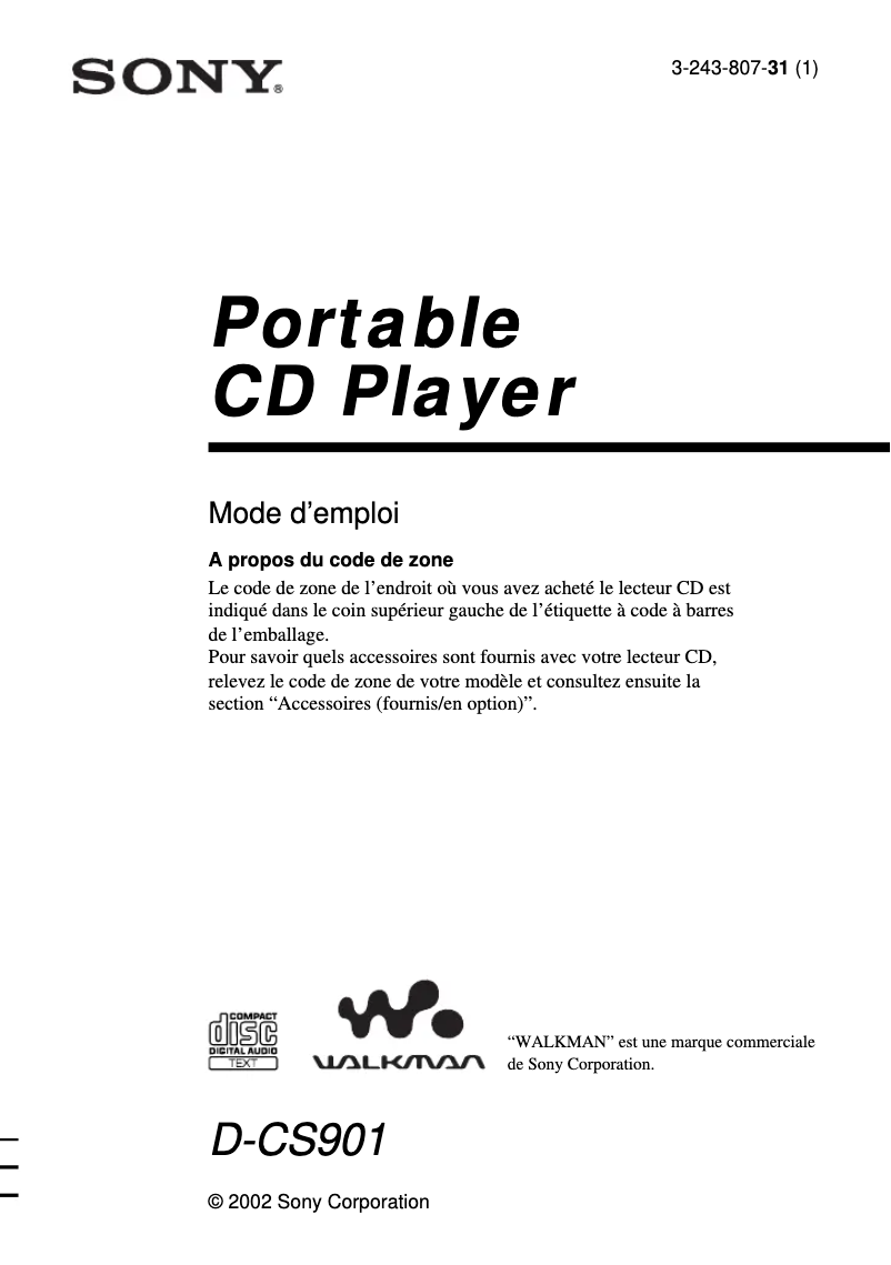 Image de la première page du manuel de l'appareil D-CS901