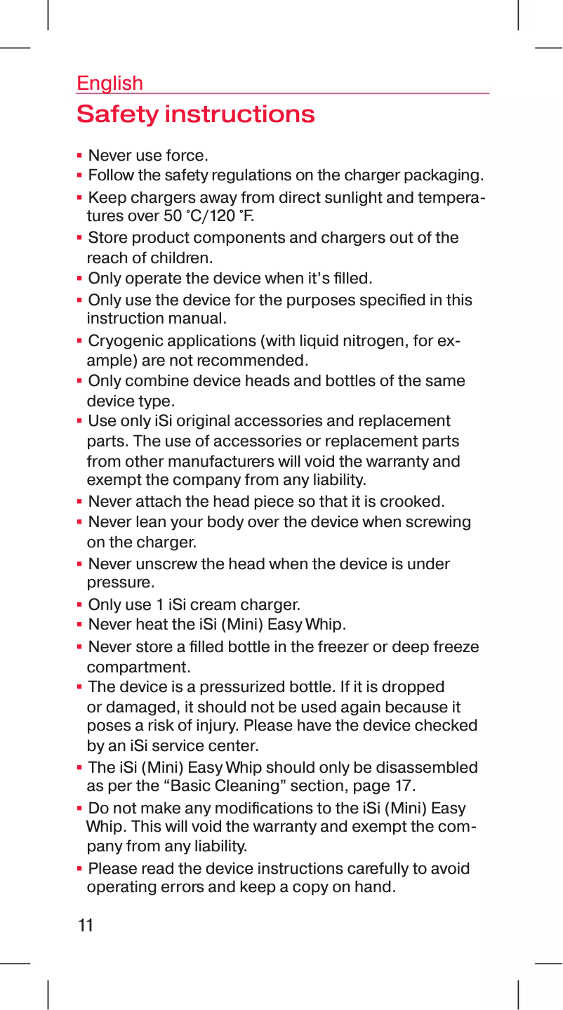 Page n°1 - Manuel utilisateur iSi Easy Whip