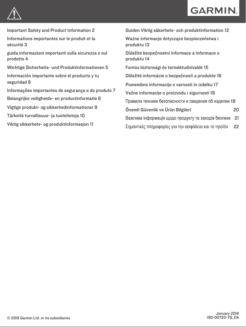 Page n°1 - Instructions de sécurité Garmin Nüvi 2789LMT