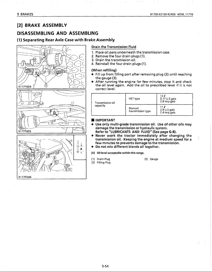 Page 1 de la notice Manuel utilisateur Kubota B2400