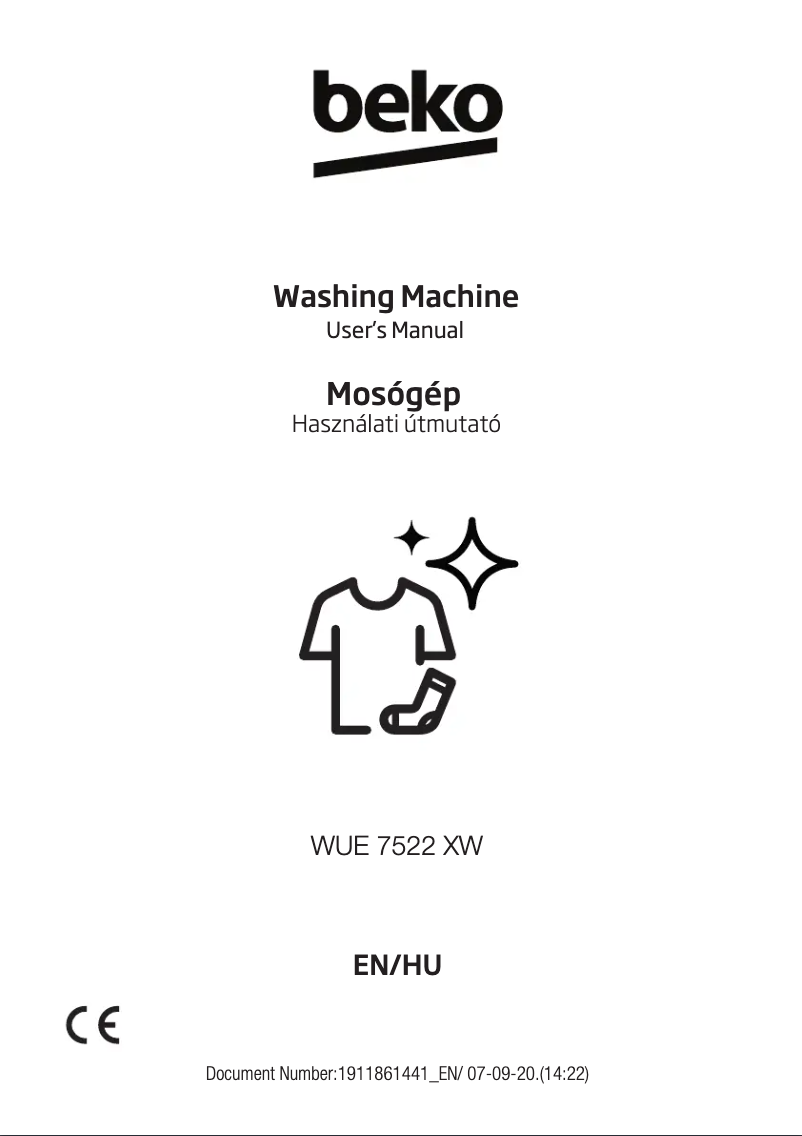 Page 1 de la notice Mode d'emploi Beko WUE 7522 XW