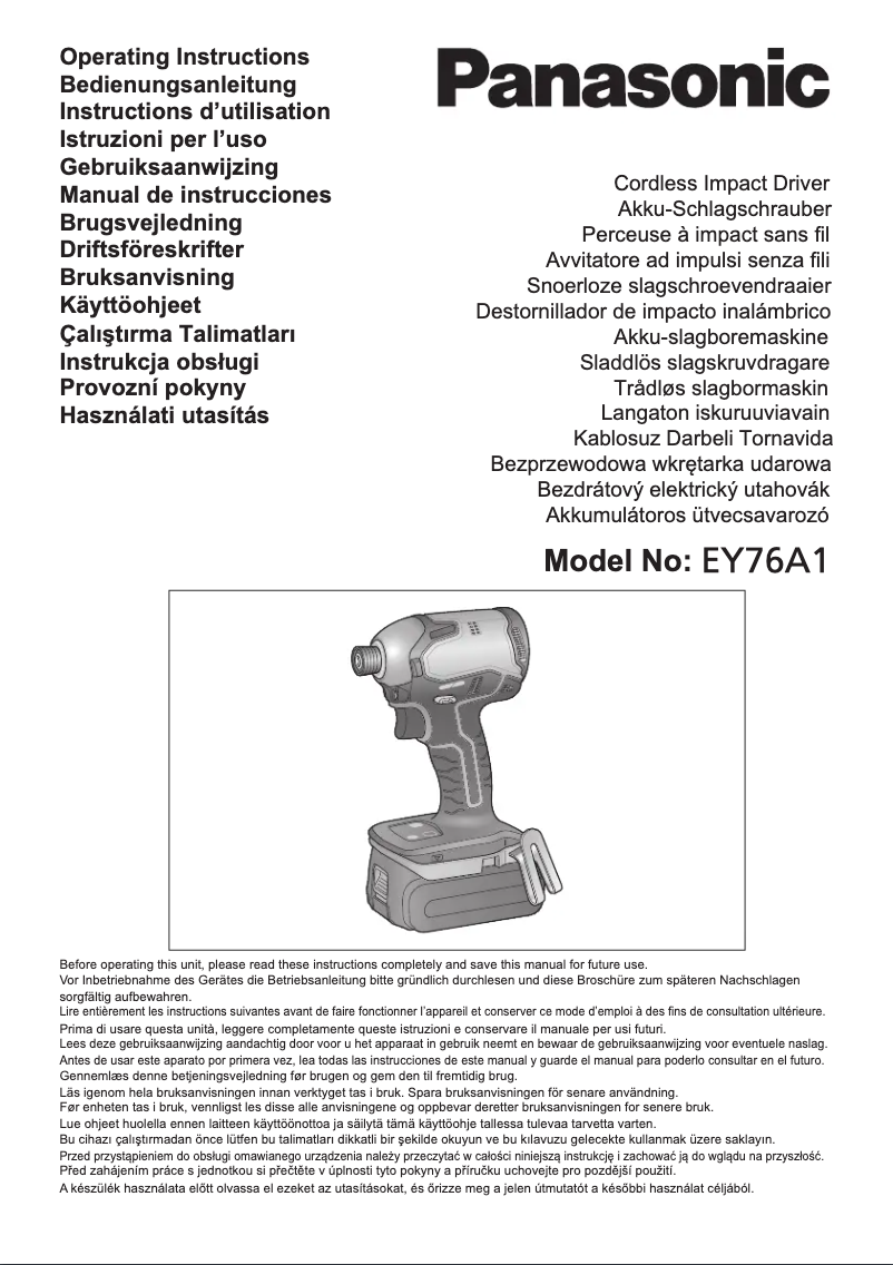 Page 1 de la notice Manuel utilisateur Panasonic EY76A1