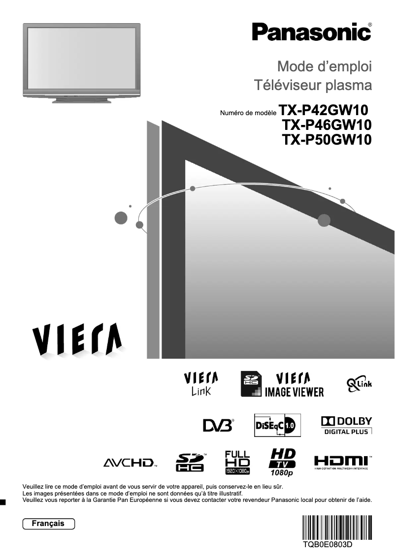 Página 1 del manual Manual de usuario Panasonic Viera TX-P42GW10