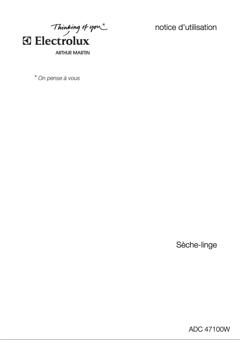 Page n°1 - Manuel utilisateur Arthur Martin-Electrolux ADC 47100 W