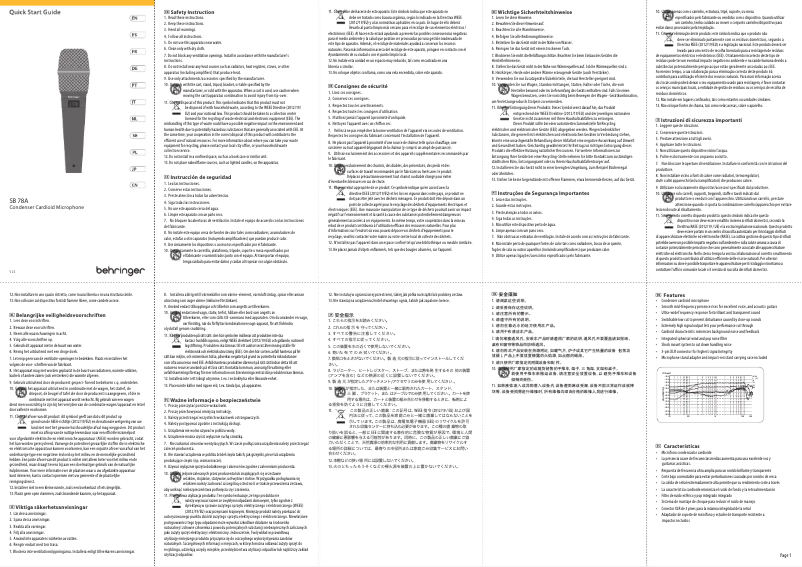 Page n°1 - Guide de démarrage rapide Behringer SB 78A
