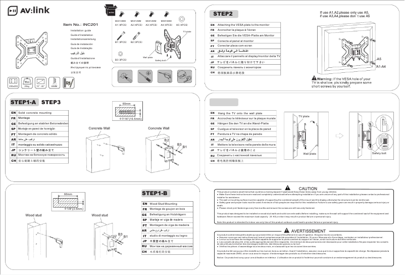Page 1 de la notice Manuel utilisateur AV:link INC201