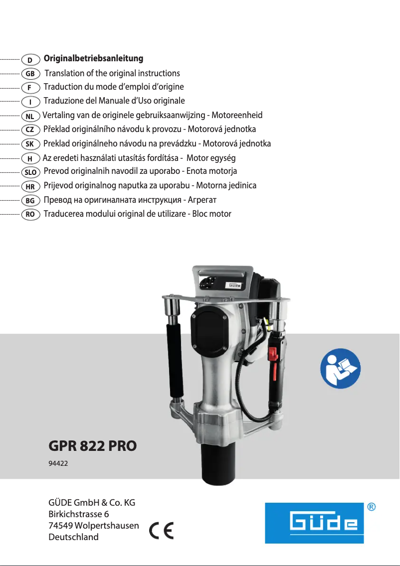 Image de la première page du manuel de l'appareil GPR 822 PRO