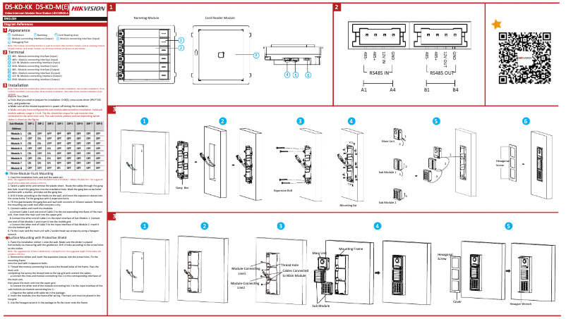 Page n°1 - Guide de démarrage rapide Hikvision DS-KD-KK/S