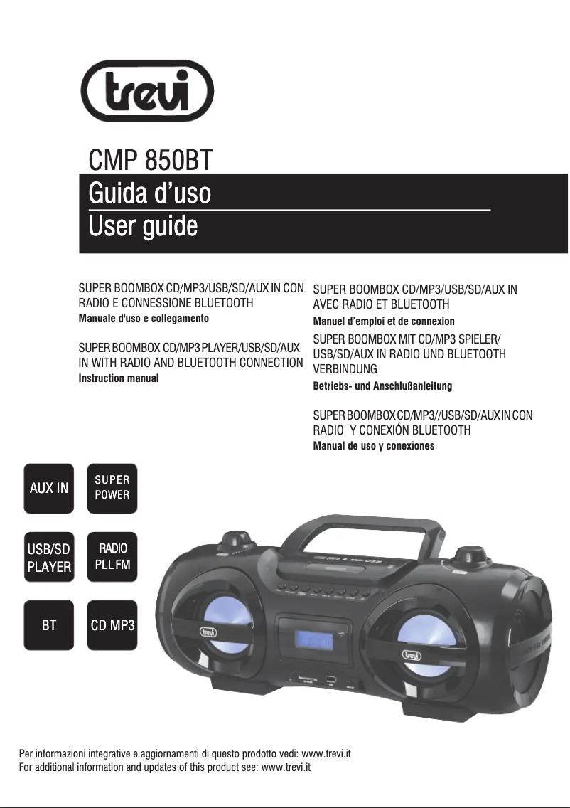 Page 1 de la notice Manuel utilisateur Trevi CMP 850 BT