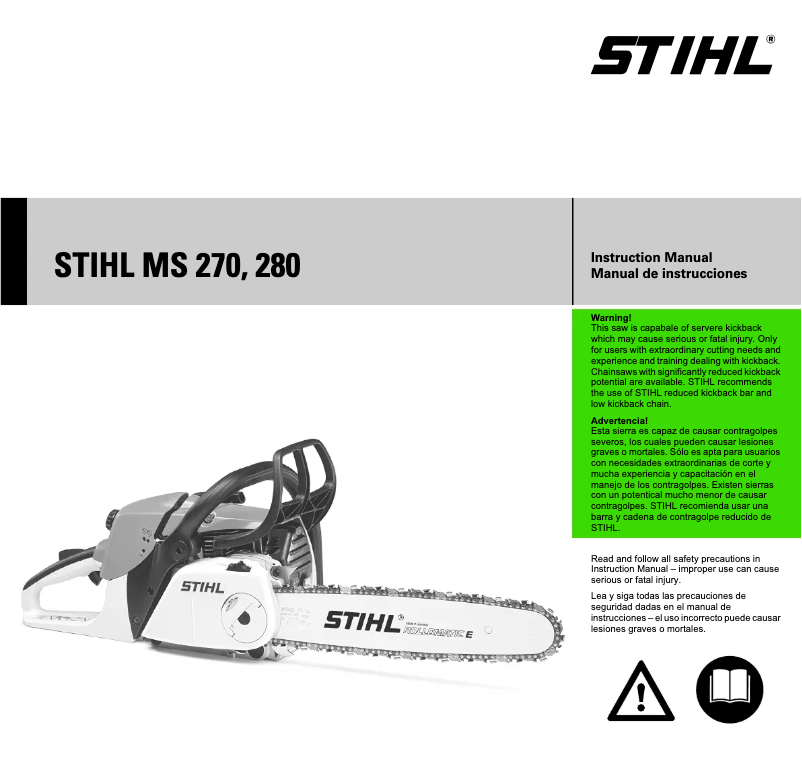Page 1 de la notice Manuel utilisateur Stihl MS 280