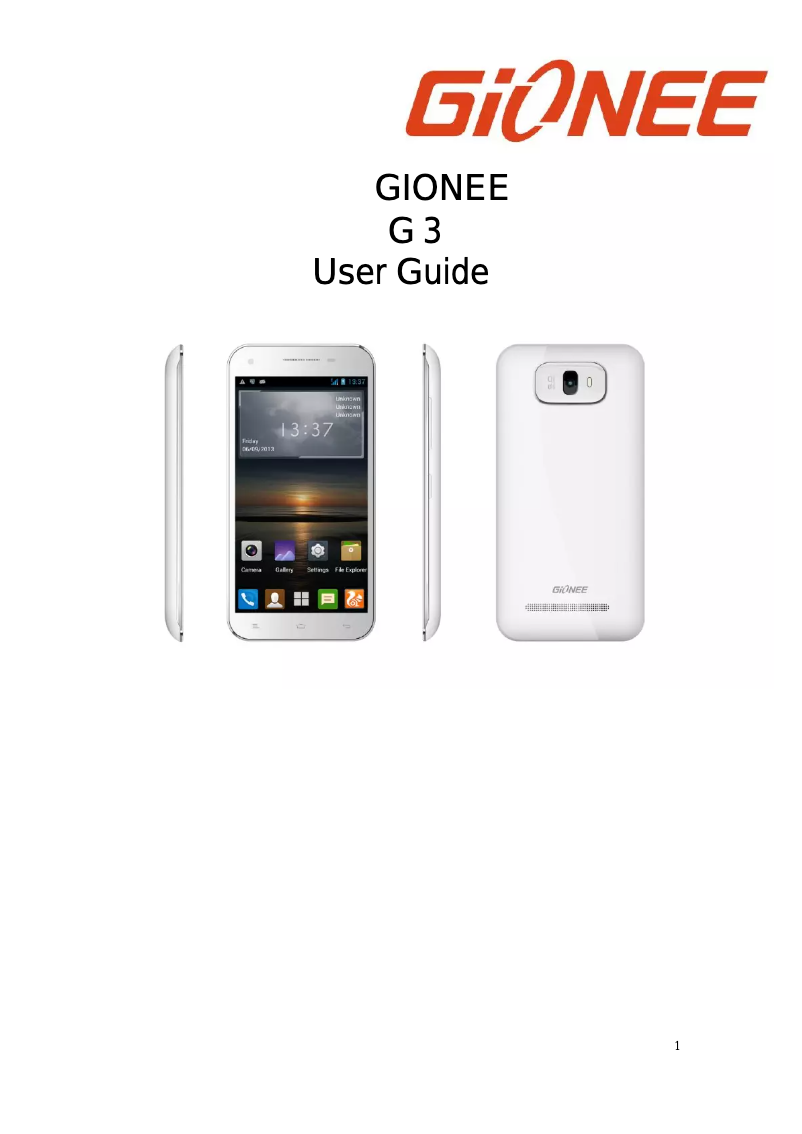 Page n°1 - Manuel utilisateur Gionee GPAD G3