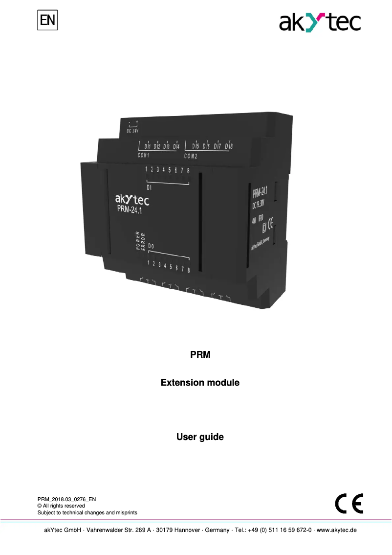 Page n°1 - Manuel utilisateur akYtec PRM-24.1