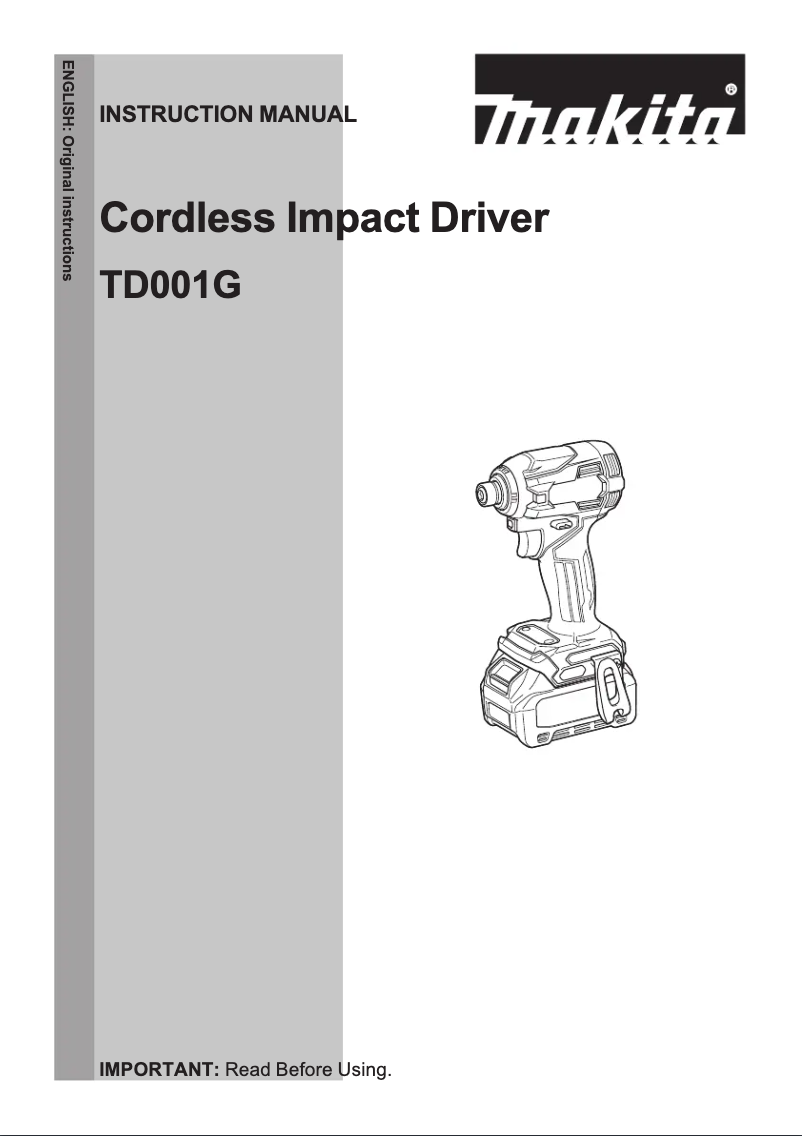 Image de la première page du manuel de l'appareil TD001GD103