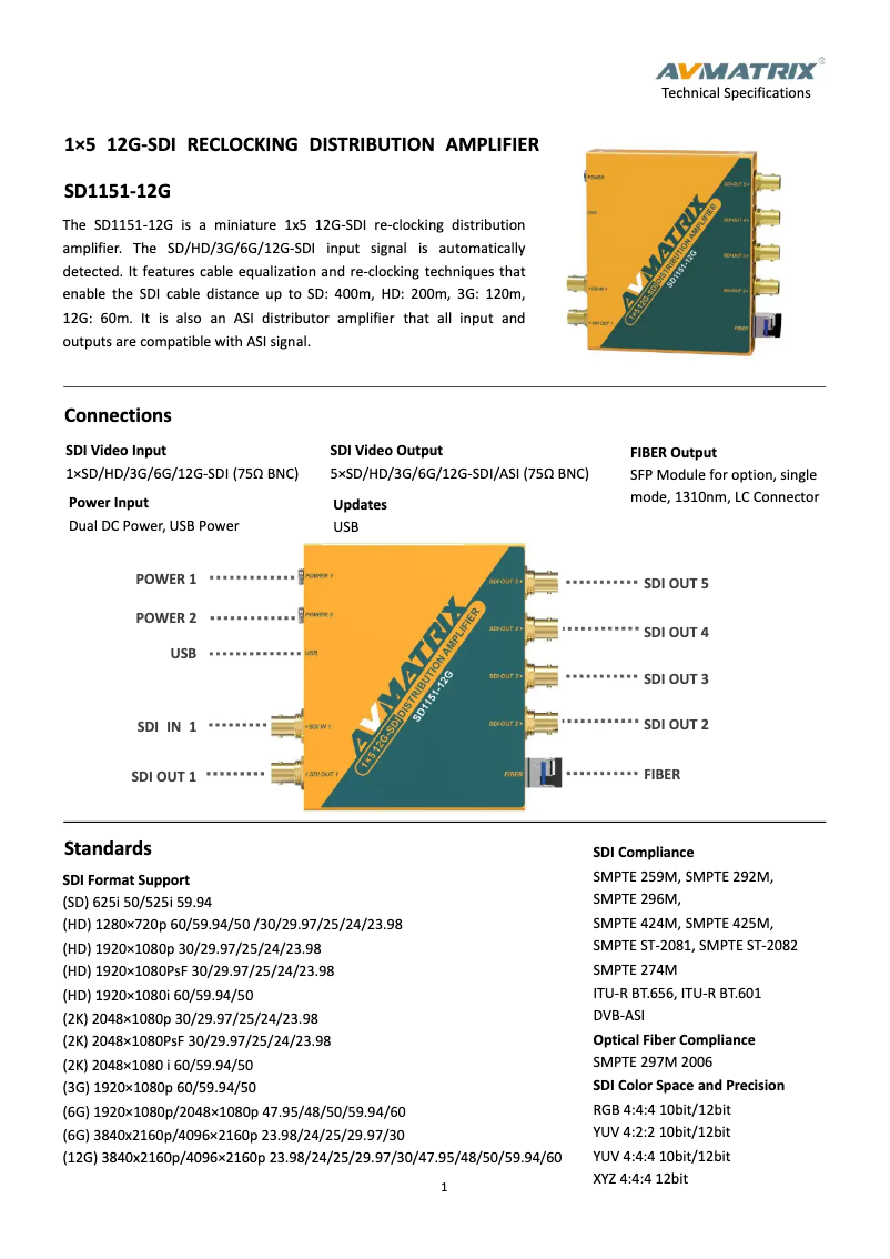 Page n°1 - Manuel utilisateur AVMATRIX SD11-12G