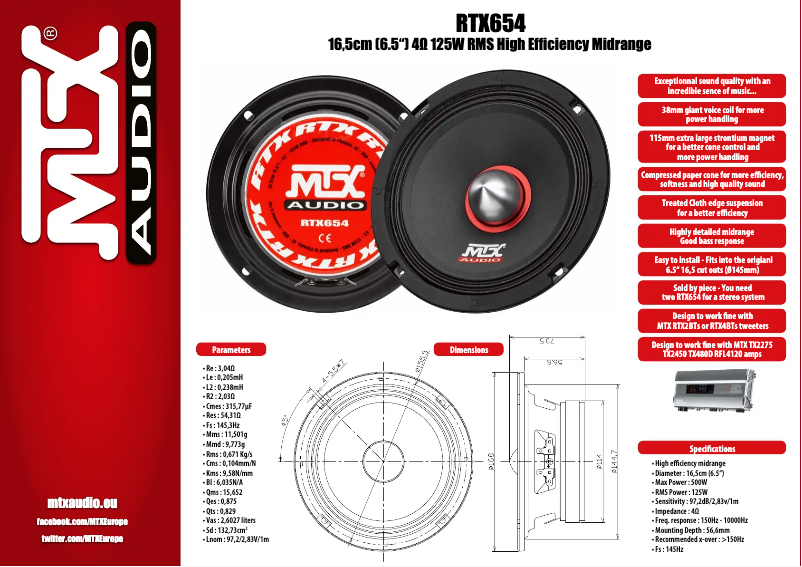 Page 1 de la notice Manuel utilisateur MTX Audio RTX654