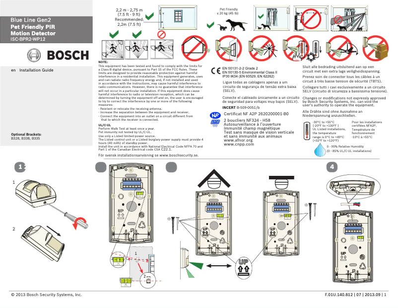 Page 1 de la notice Manuel utilisateur Bosch ISC-BPR2