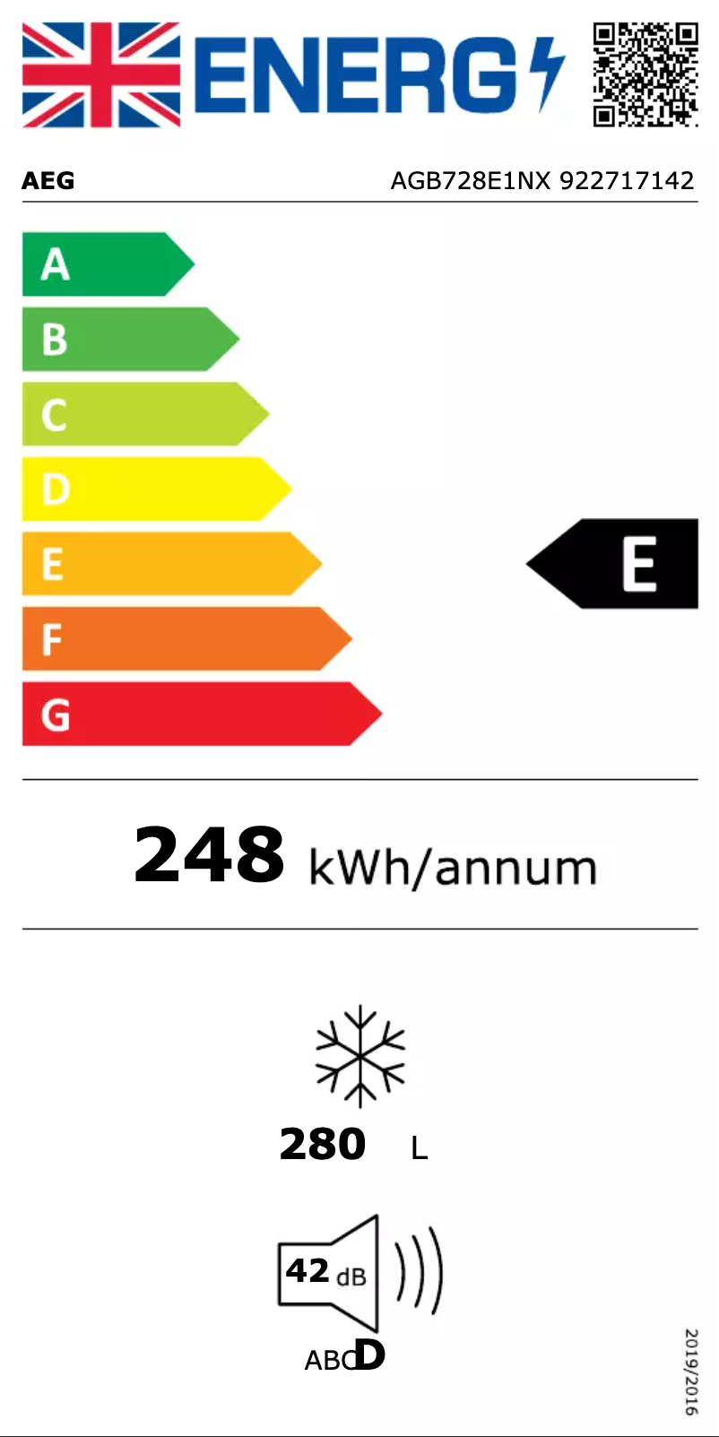 Página 1 del manual Etiqueta energética AEG AGB728E1NX