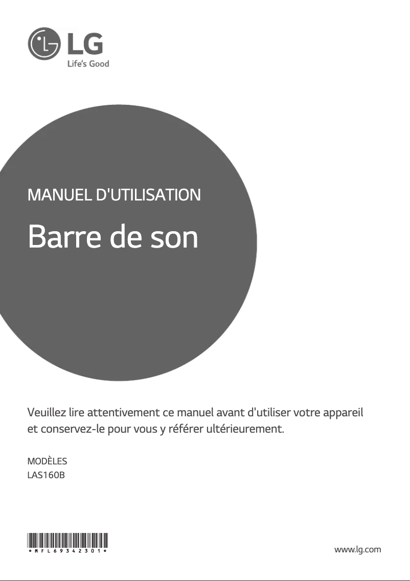 Page n°1 - Manuel utilisateur LG LAS160B