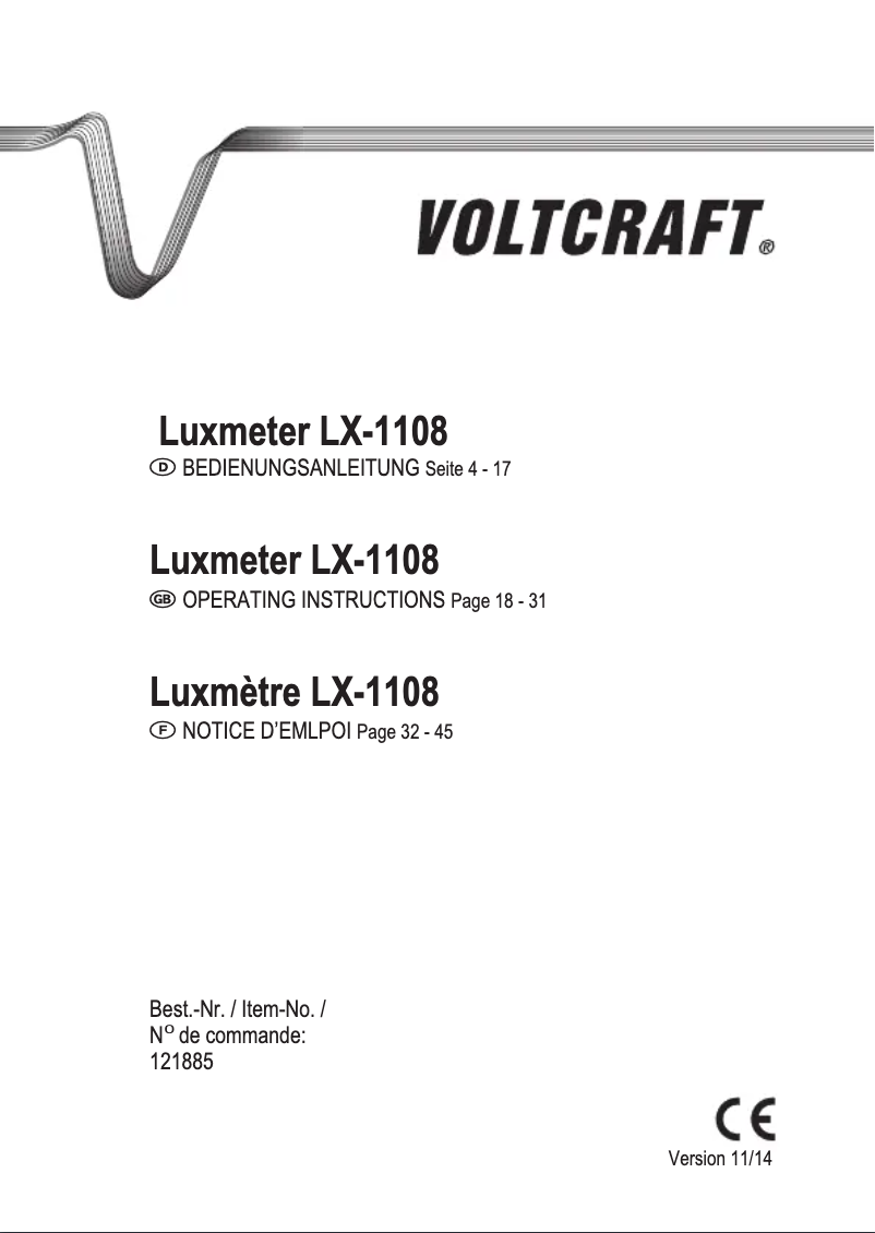 Page 1 de la notice Manuel utilisateur Voltcraft LX-1108