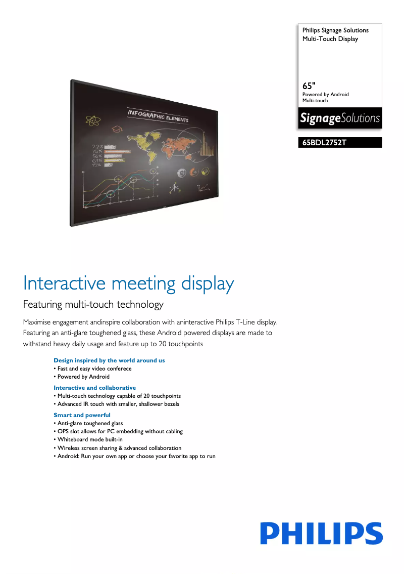 Page n°1 - Fiche technique Philips 65BDL2752T