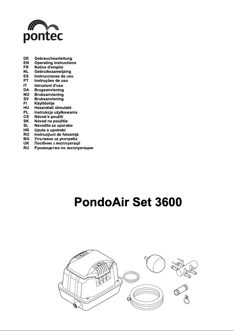 Page n°1 - Manuel utilisateur Pontec PondoAir Set 3600