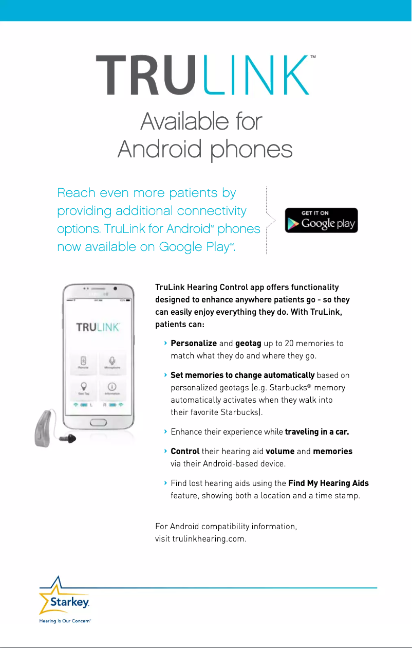Image de la première page du manuel de l'appareil TruLink for Android app