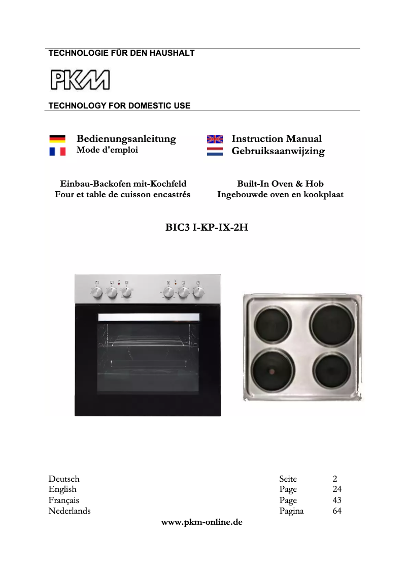 Page 1 de la notice Manuel utilisateur PKM BIC3 I-KP-IX-2H