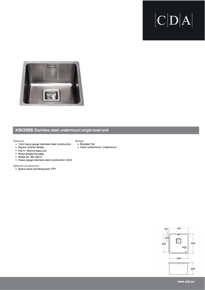 Page n°1 - Fiche technique CDA KSC23SS