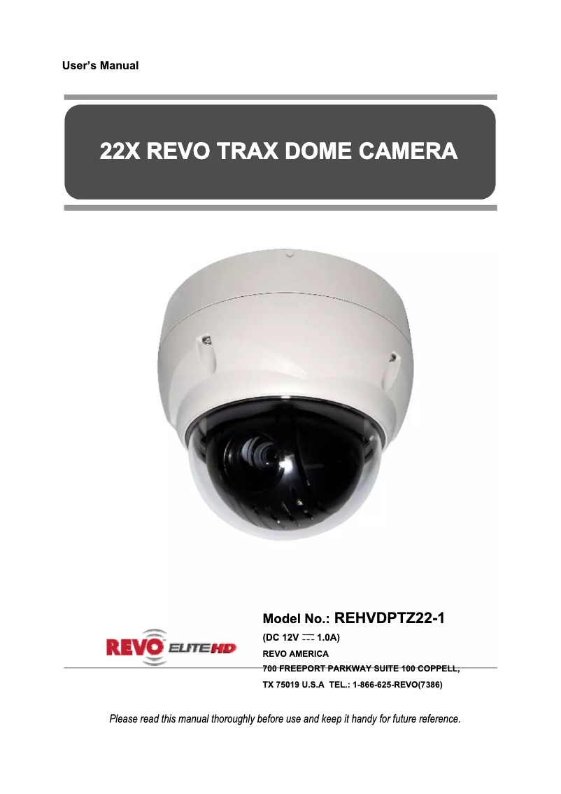 Page n°1 - Manuel utilisateur REVO REHVDPTZ22-1