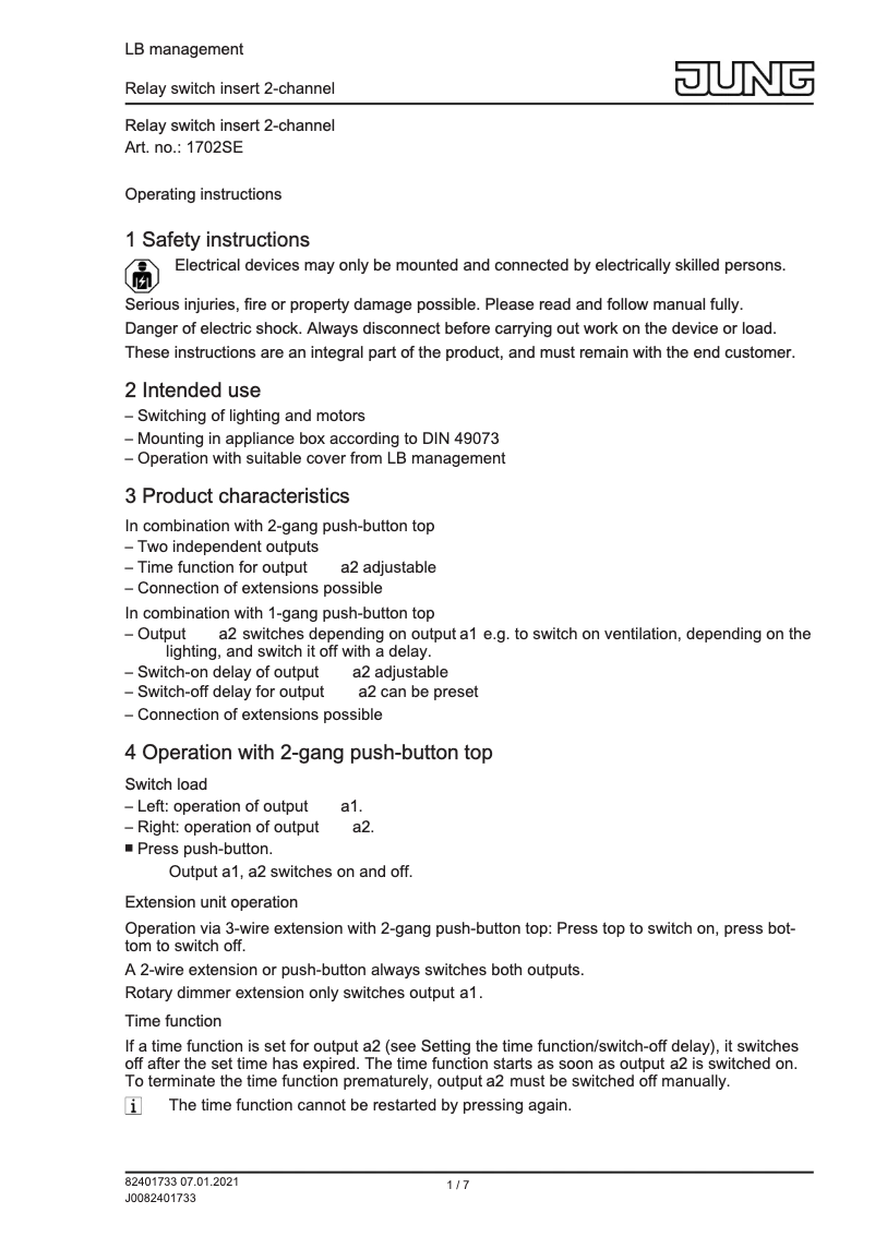 Image de la première page du manuel de l'appareil 1702SE