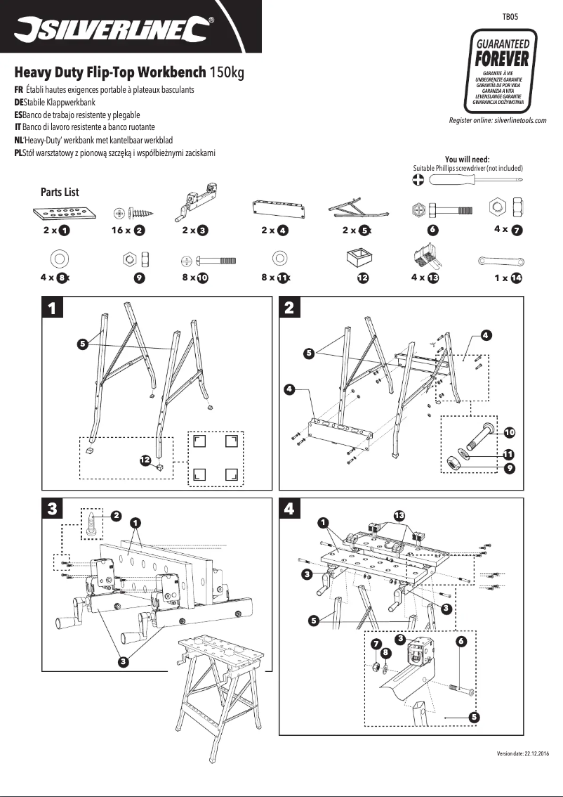 Page 1 de la notice Manuel utilisateur Silverline TB05