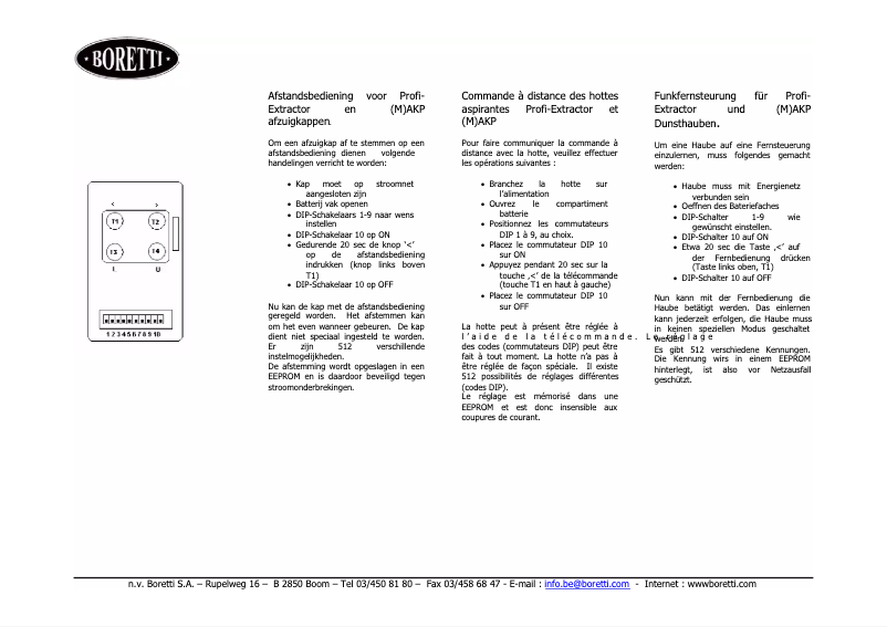 Page 1 de la notice Manuel utilisateur Boretti AKP
