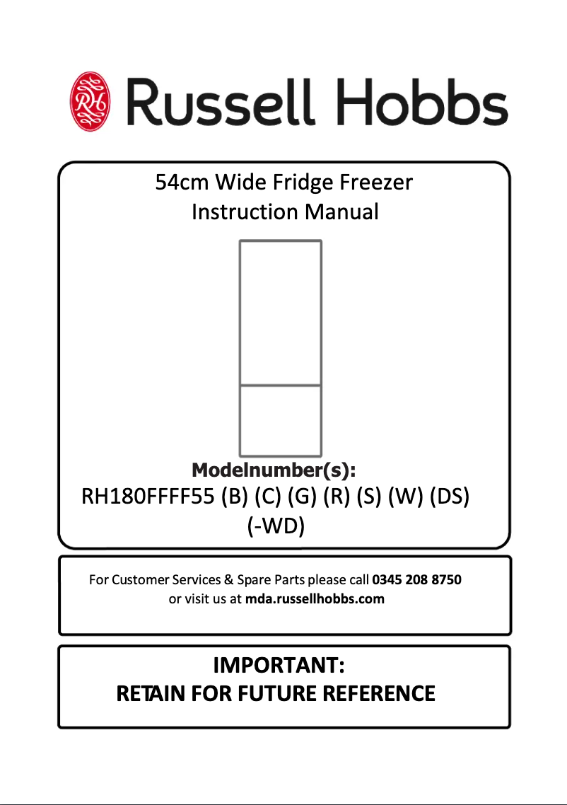 Page 1 de la notice Manuel utilisateur Russell Hobbs RH180FFFF55S