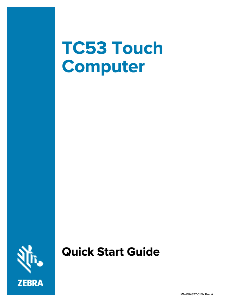 Page 1 de la notice Guide de démarrage rapide Zebra TC53