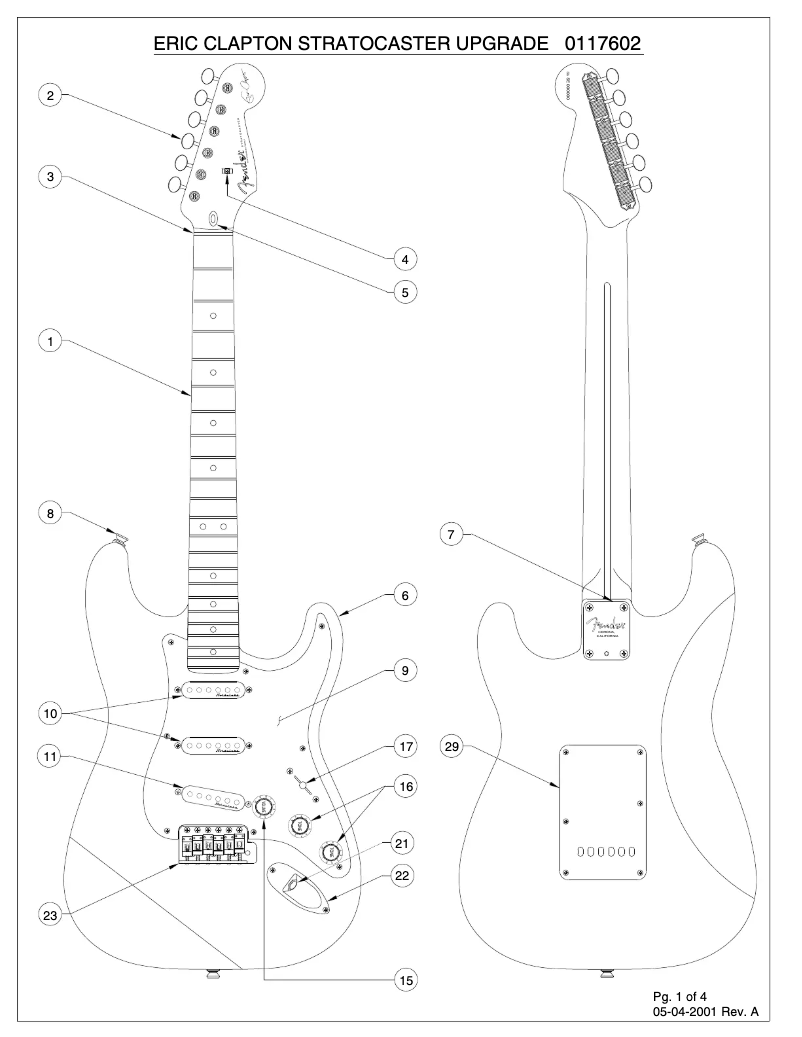 Page n°1 - Schéma de câblage Fender Eric Clapton Stratocaster