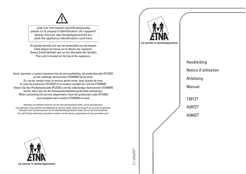 Page 1 de la notice Manuel utilisateur Etna T301ZT