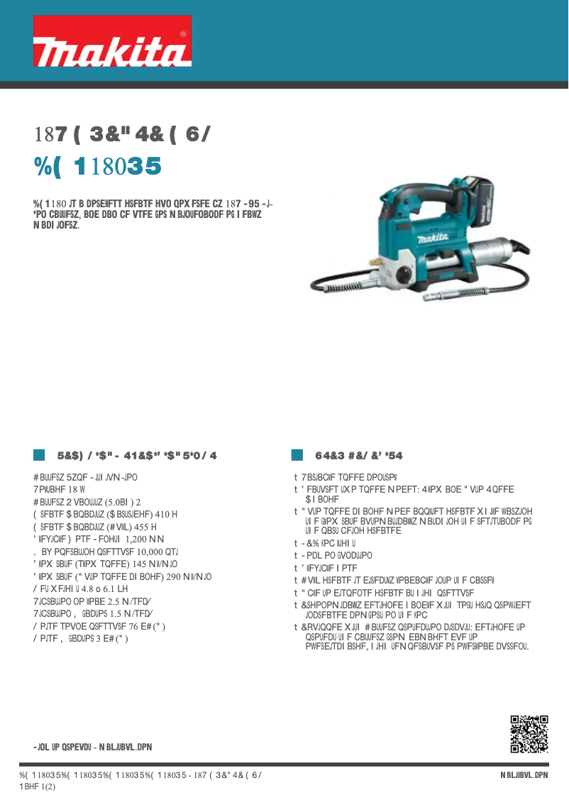 Page n°1 - Fiche technique Makita DGP180RT